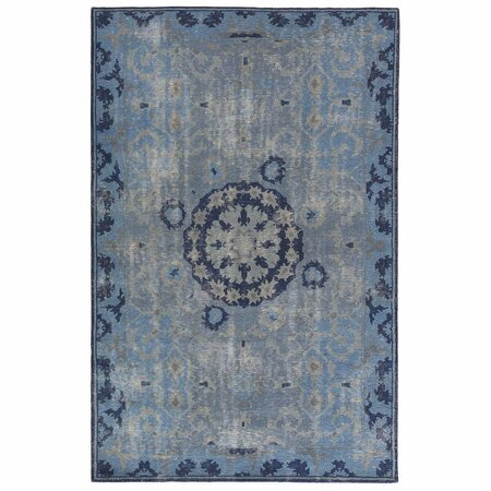 JAIPUR RUGS Kai Persian Knot 4 by 22 Modify Design Rectangle Rug, Moonlight Blue - 5 x 8 ft. RUG130214